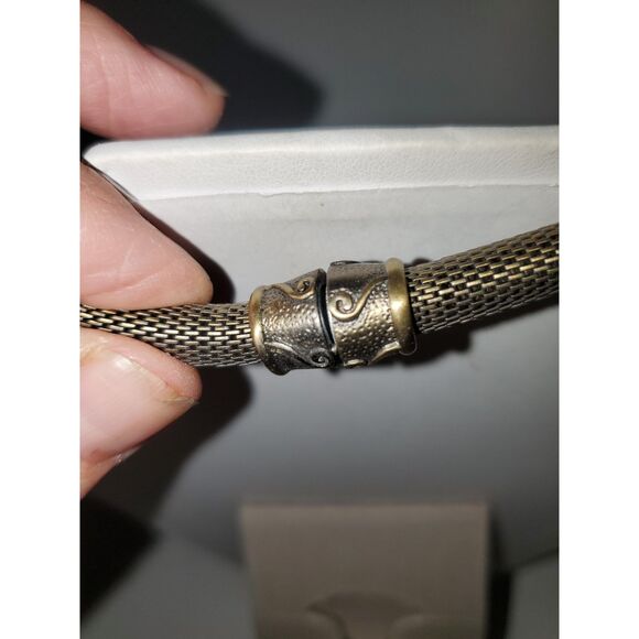 A Chunky Amber Colored Stone And Pewter Boho Brutalist Necklace Snake Chain - Picture 5 of 8